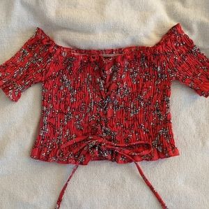 Off The Shoulder Floral Crop Top